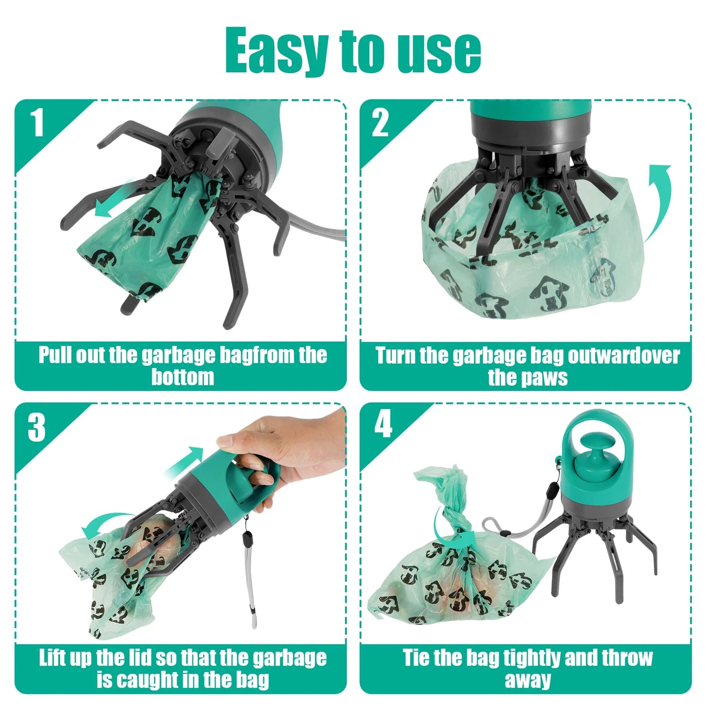 Portable Dog Pooper Scooper with Waste Bag Dispenser