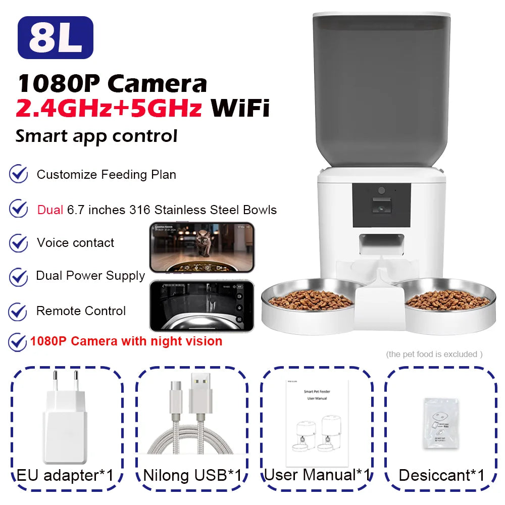 Kritter Krush Smart Cat Feeder with digital display and food dispensing tray for convenient pet feeding.
