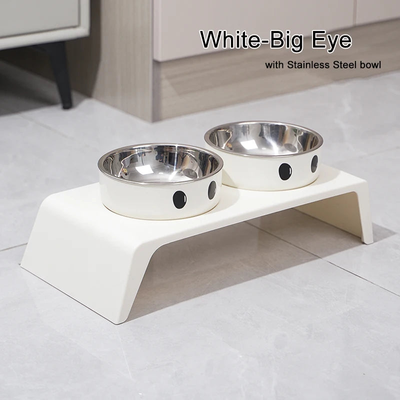 Elevated Kritter Krush pet feeder with stainless steel bowls on a raised stand for easy feeding.