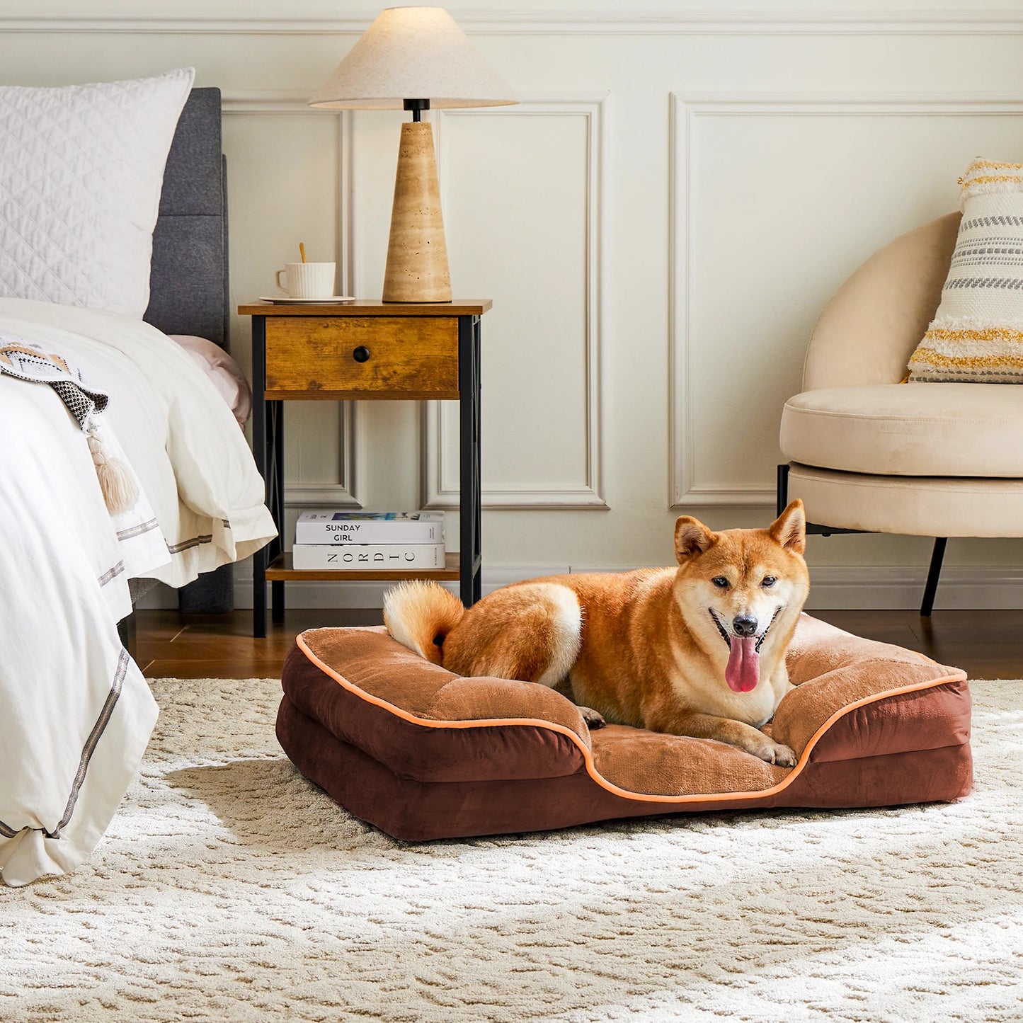Orthopedic Kritter Krush pet bed with plush cushioning and supportive foam for comfortable rest for dogs or cats.
