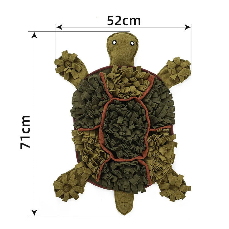 Kritter Krush Snuffle Feeding Mat with colorful fabric and multiple layers for interactive dog feeding and mental stimulation.