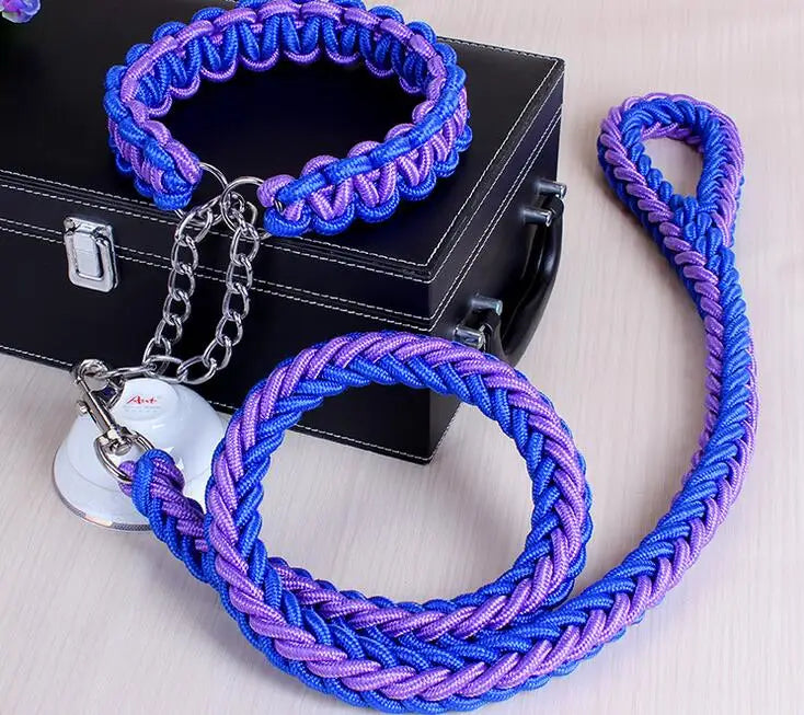 Double rope dog leash set by Kritter Krush featuring two sturdy, braided nylon leashes with metal clasps for walking two dogs simultaneously.