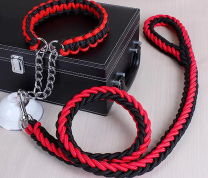 Kritter Krush double rope dog leash set with two sturdy black nylon leashes and metal clips for walking two dogs simultaneously