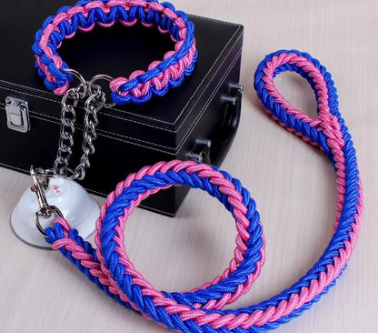 Double rope dog leash set by Kritter Krush with sturdy handles and metal clips, designed for walking two dogs simultaneously.