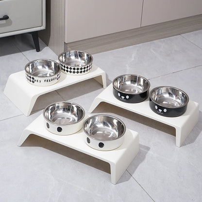 Kritter Krush elevated pet feeder with stainless steel bowls and adjustable height for comfortable feeding.