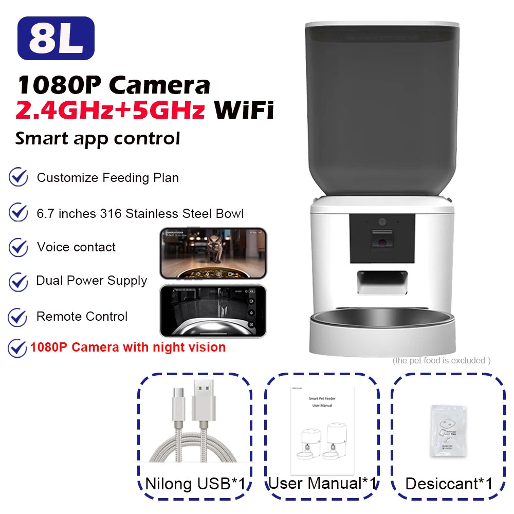 Kritter Krush Smart Cat Feeder with digital display and food dispensing tray for automatic pet feeding.