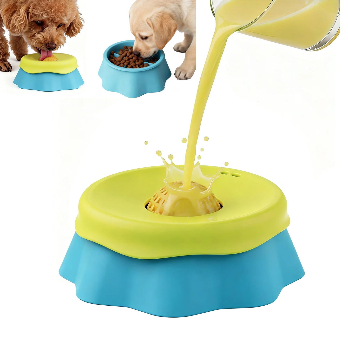 Kritter Krush Slow Lick Bowl for pets, showing a close-up of the ceramic bowl with textured surface designed for slow eating