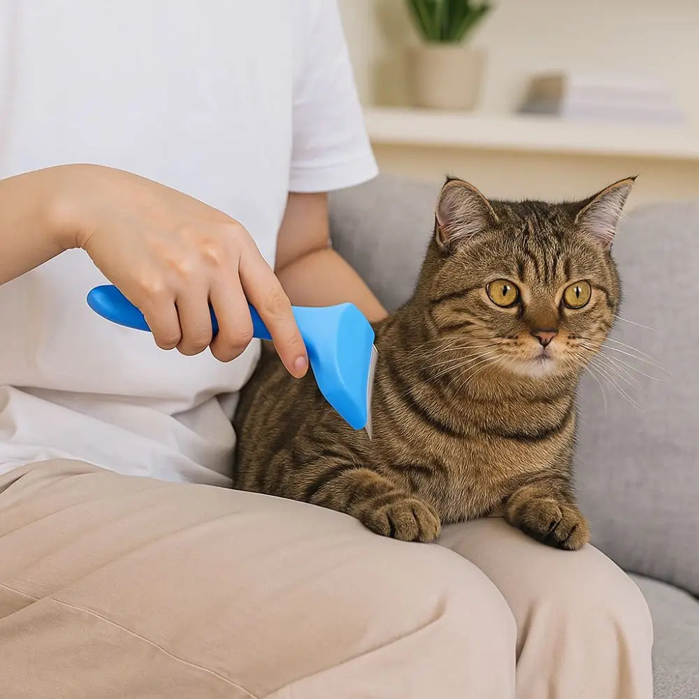 V-Shaped Slicker Brush by Kritter Krush with fine metal bristles for grooming pets and removing loose fur.