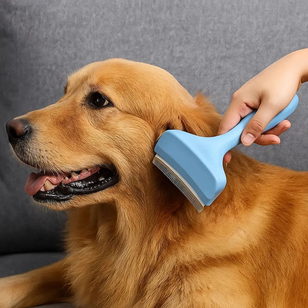 Kritter Krush V-Shaped Slicker Brush with fine metal bristles for grooming cats and dogs, shown on a white background