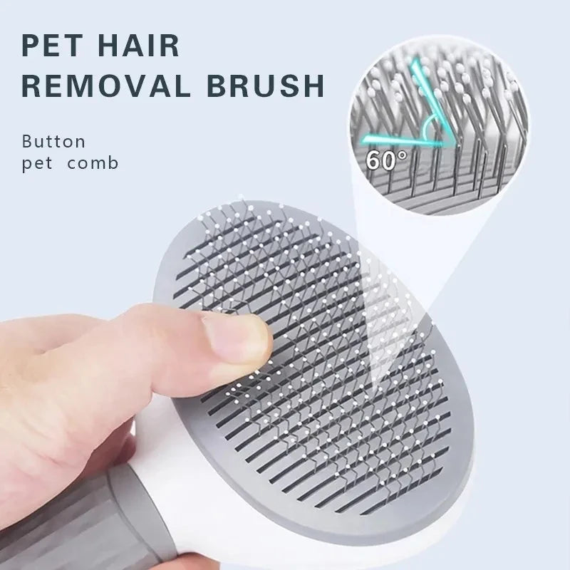 Kritter Krush self-cleaning pet hair remover brush with a ergonomic handle and flexible bristles for easy pet hair removal.