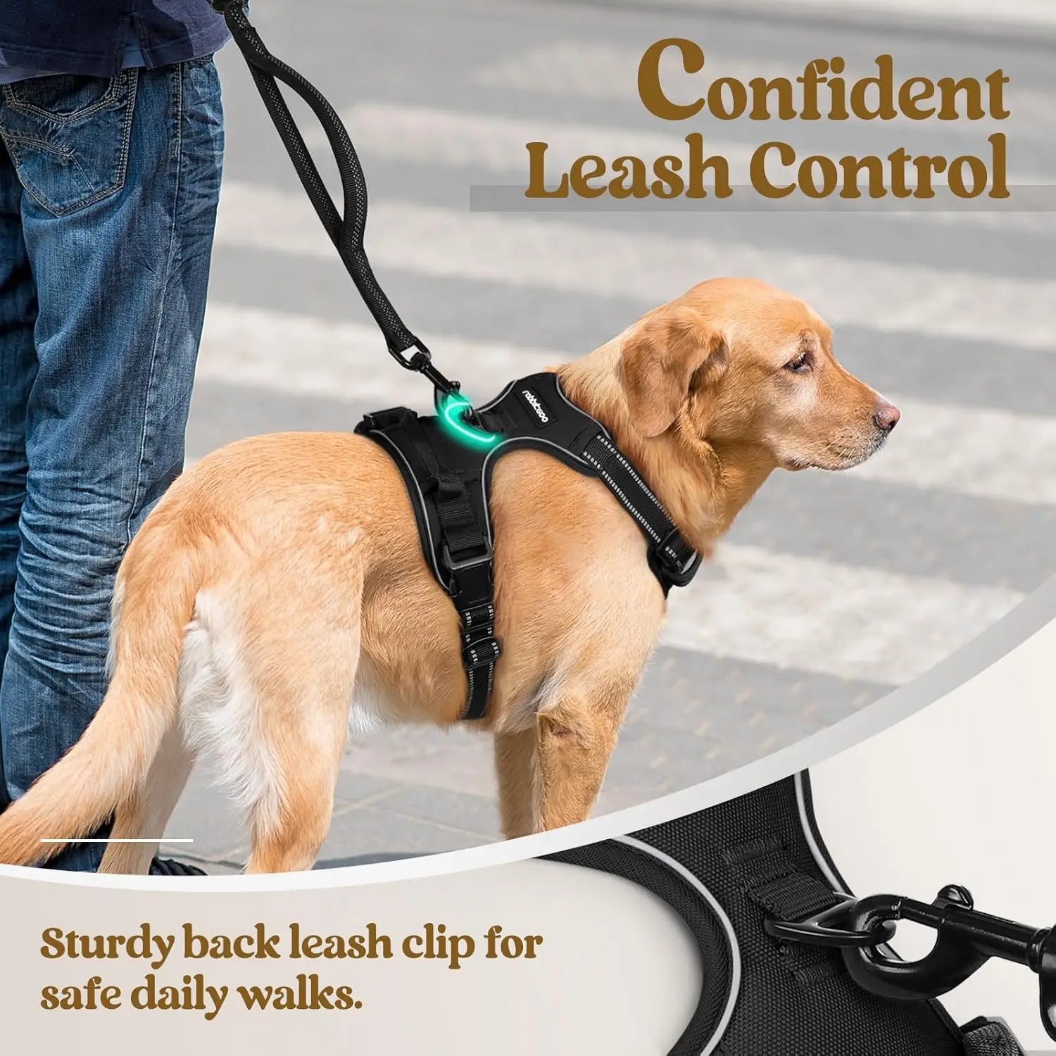 Reflective Kritter Krush dog harness with adjustable straps and bright reflective material for visibility during walks.