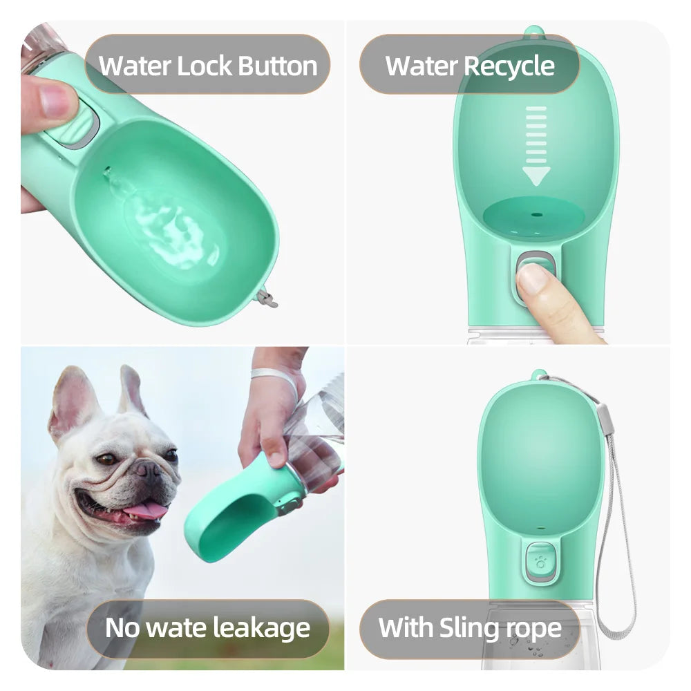 Kritter Krush pet water bottle with a transparent bottle and attached drinking nozzle for pets on the go