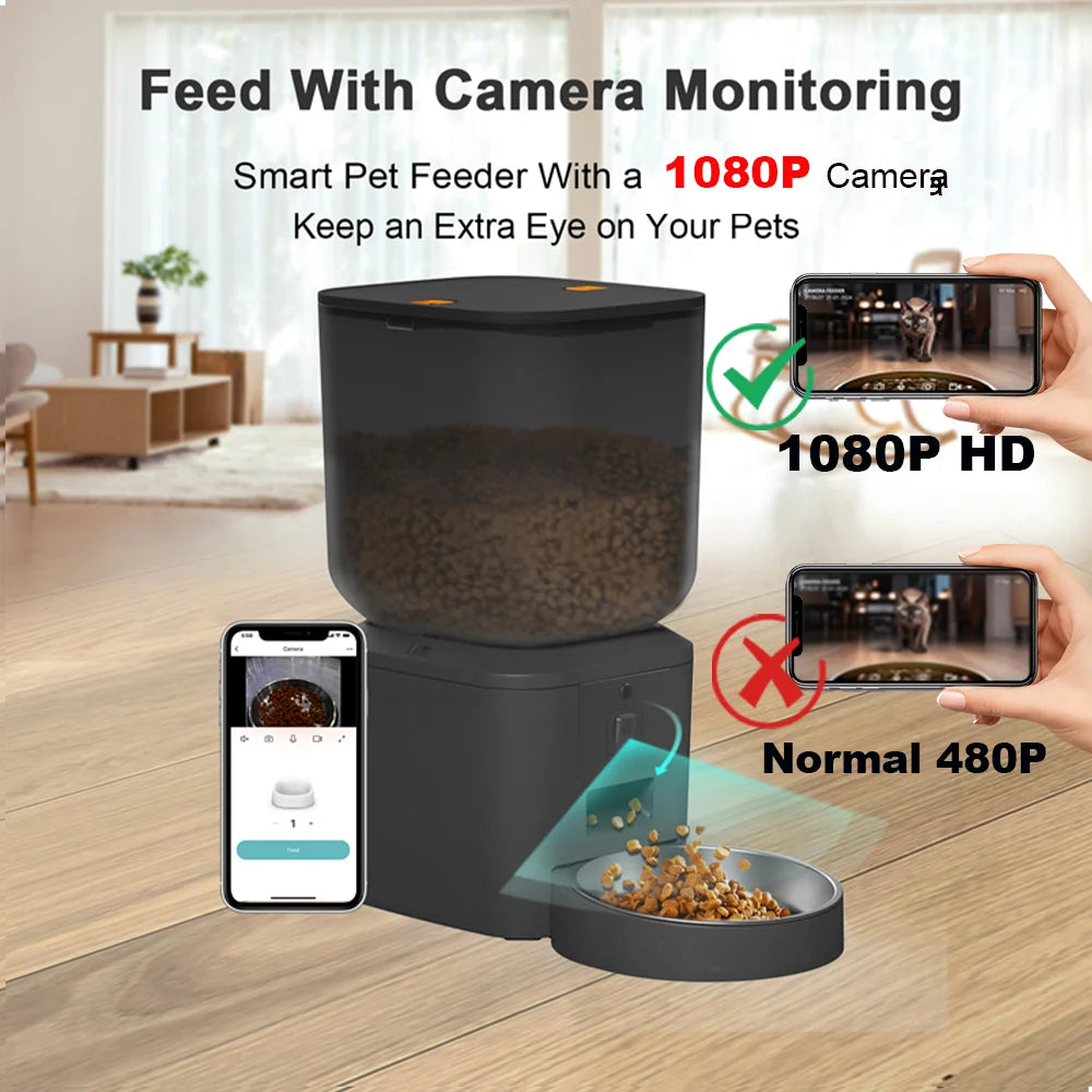 Kritter Krush Smart Cat Feeder with digital control, food tray, and Wi-Fi connectivity for automatic pet feeding.