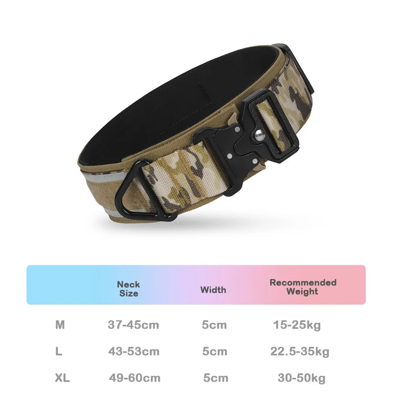 Kritter Krush tactical dog collar with adjustable straps and metal buckle, designed for durable outdoor use.