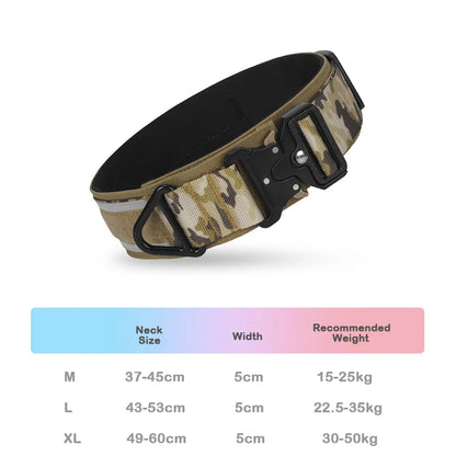 Kritter Krush tactical dog collar with adjustable straps and metal buckle, designed for durable outdoor use.
