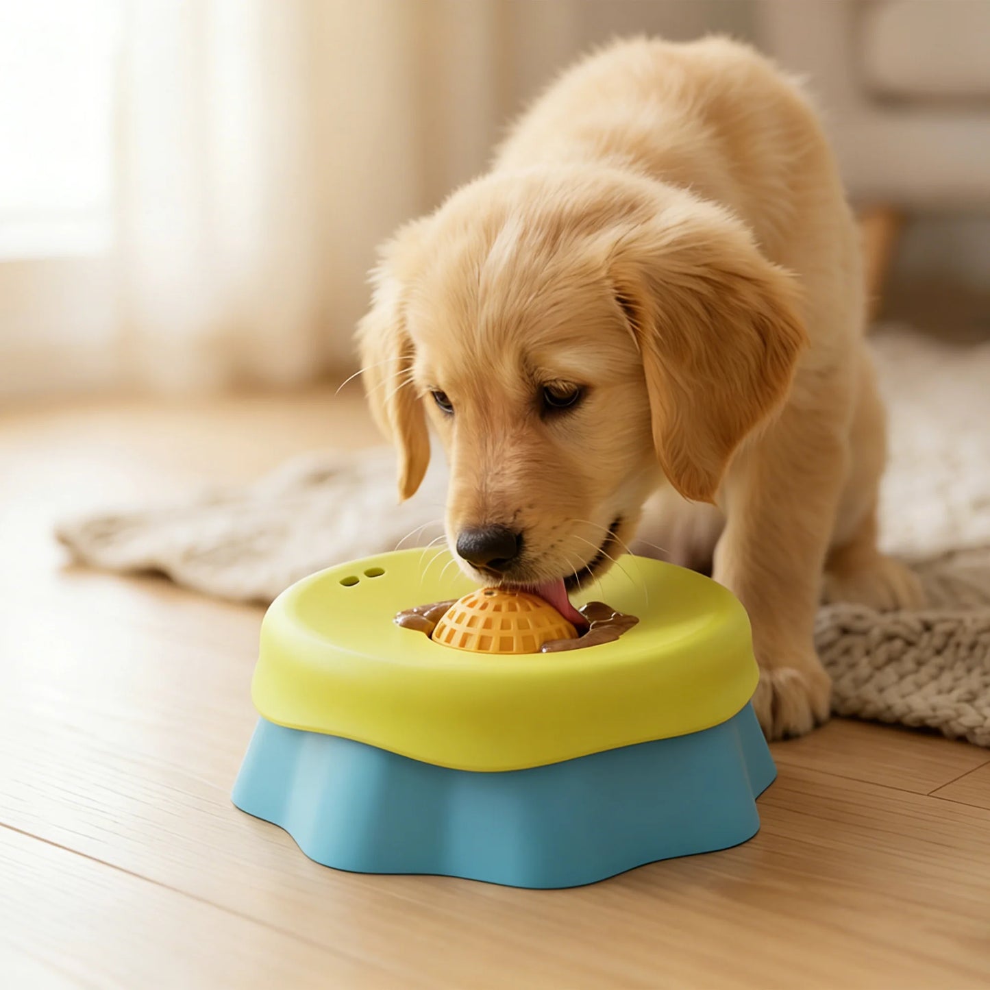 Kritter Krush Slow Lick Bowl for pets, with a textured surface designed to slow eating and promote healthy chewing.