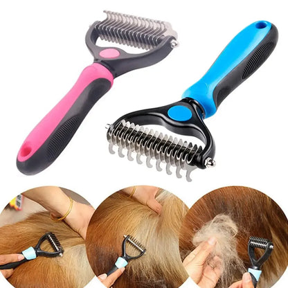 Kritter Krush cat grooming comb with metal teeth for detangling and brushing pet fur, shown on a white background.