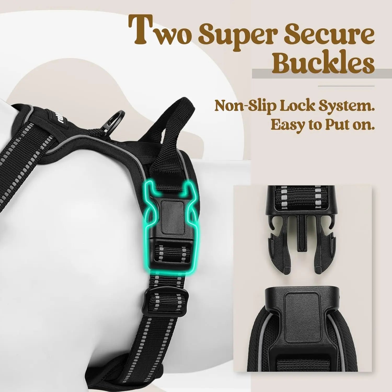 Reflective dog harness by Kritter Krush featuring adjustable straps and high-visibility reflective material for safety.