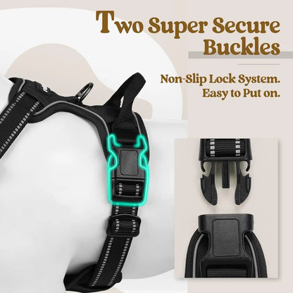 Reflective dog harness by Kritter Krush featuring adjustable straps and high-visibility reflective material for safety.