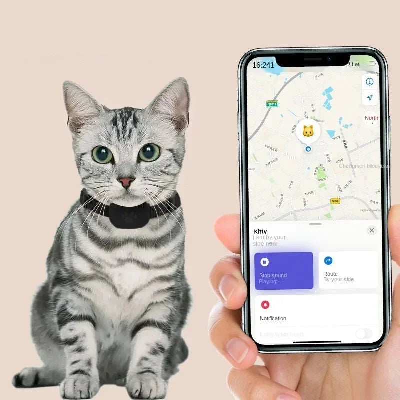 Kritter Krush Pet GPS Tracker Collar showing a close-up of the collar with GPS device attached for pet location tracking