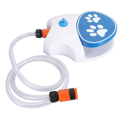 Kritter Krush outdoor paw-activated dog water fountain with water flowing, designed for easy access and hydration for pets.