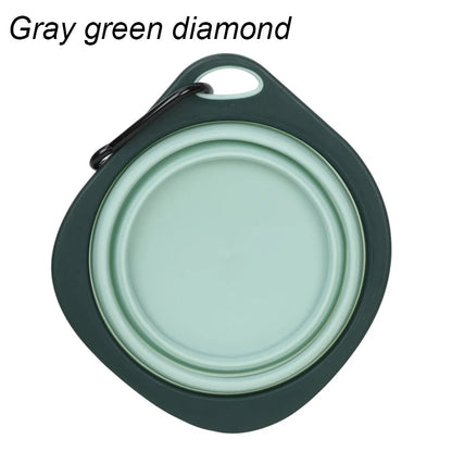 Kritter Krush folding pet bowl, portable silicone dish for dogs and cats, collapses for easy storage and travel.