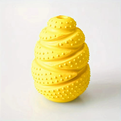 Rubber chew toy for dogs by Pawzena Palace, durable and colorful with textured surface for engaging play and chewing fun.