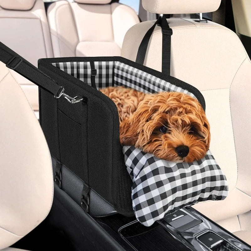Kritter Krush small dog car seat with padded interior and adjustable straps, designed for secure travel for small pets.