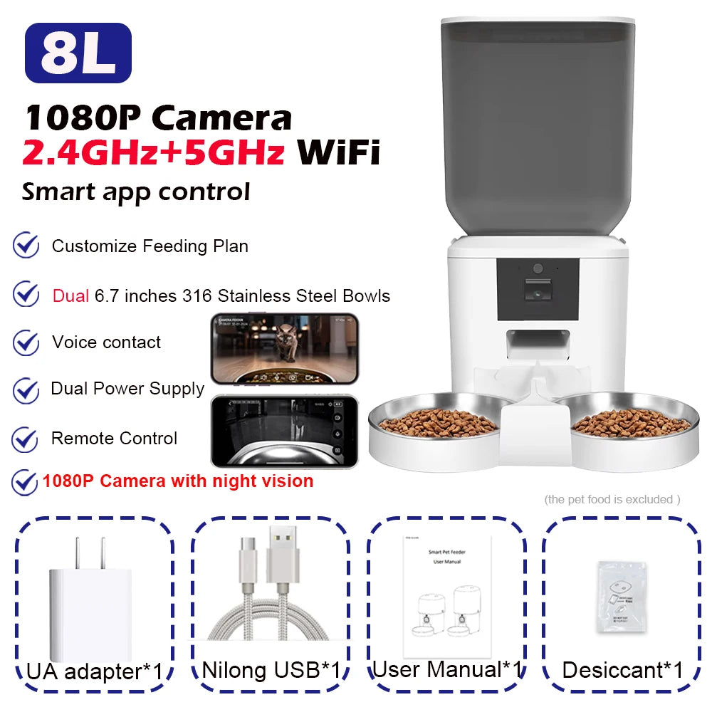 Kritter Krush Smart Cat Feeder with digital controls and food dispensing tray, designed for automatic pet feeding.