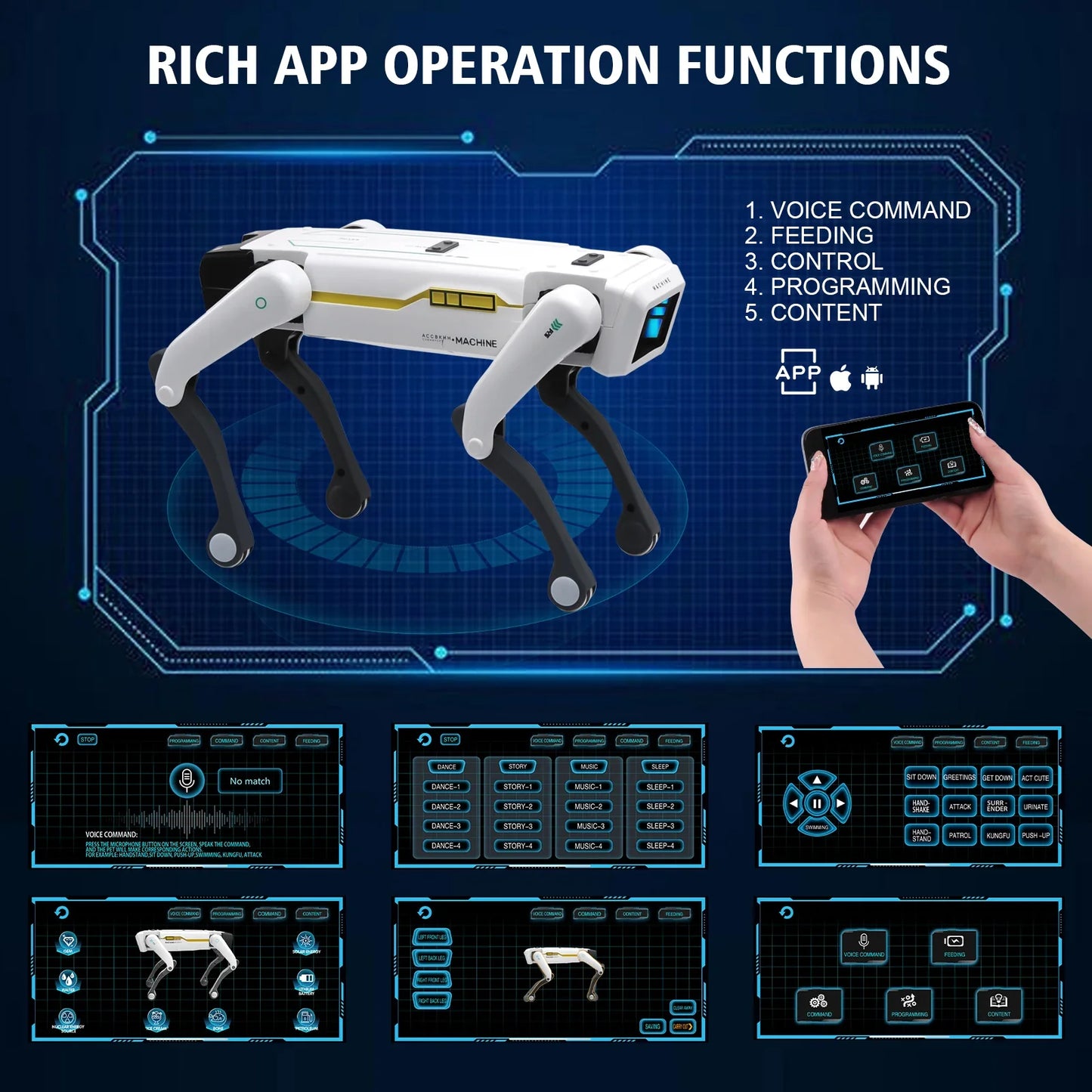 AI Robot Dog RC Toy with Voice Interaction App Control Programmable Singing Dancing Robot Dog