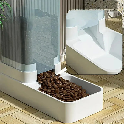 Kritter Krush automatic pet dispenser set with food and water containers, designed for convenient pet feeding.