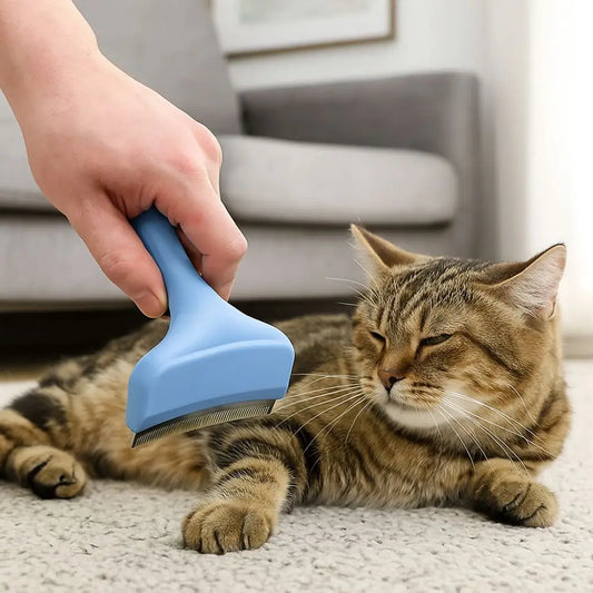 V-shaped Slicker Brush by Kritter Krush with fine metal bristles for gentle pet grooming and removing loose fur.