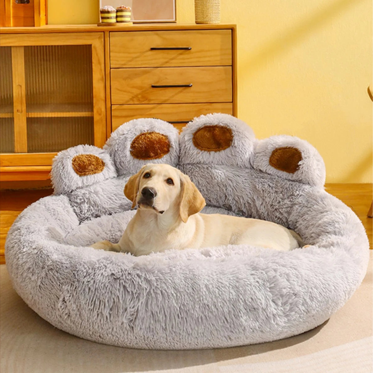 Soft fluffy Kritter Krush dog bed with plush fabric and cushioned sides, designed for comfort and cozy relaxation.
