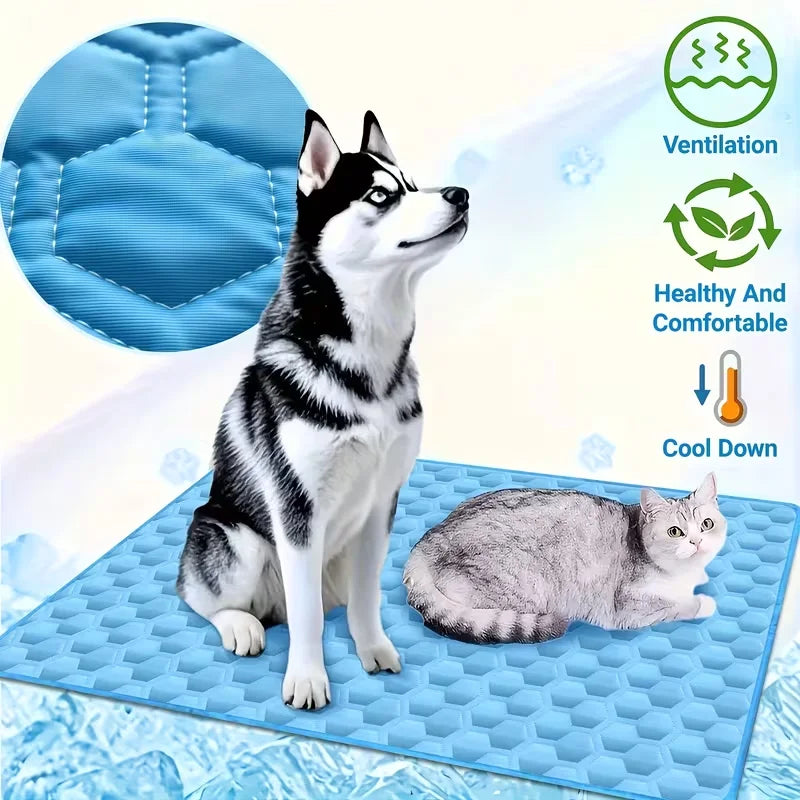 Cooling pet mat by Kritter Krush featuring a soft, quilted surface and cooling gel interior for keeping pets comfortable.