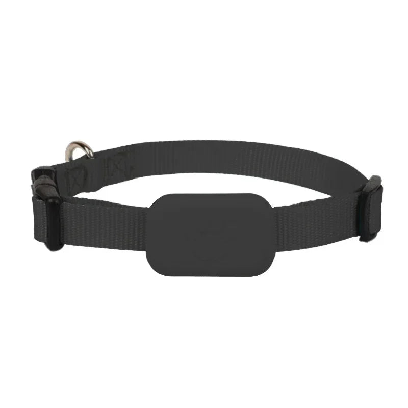 Kritter Krush Pet GPS Tracker Collar showing a close-up of the collar with GPS device attached for pet location tracking.