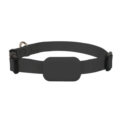 Kritter Krush Pet GPS Tracker Collar showing a close-up of the collar with GPS device attached for pet location tracking.