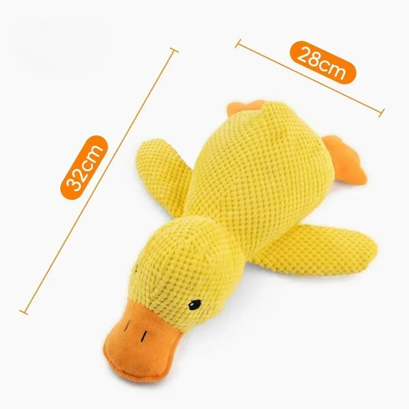 Soft Kritter Krush duck plush toy with embroidered eyes and bright yellow feathers, ideal for cuddling and imaginative play.