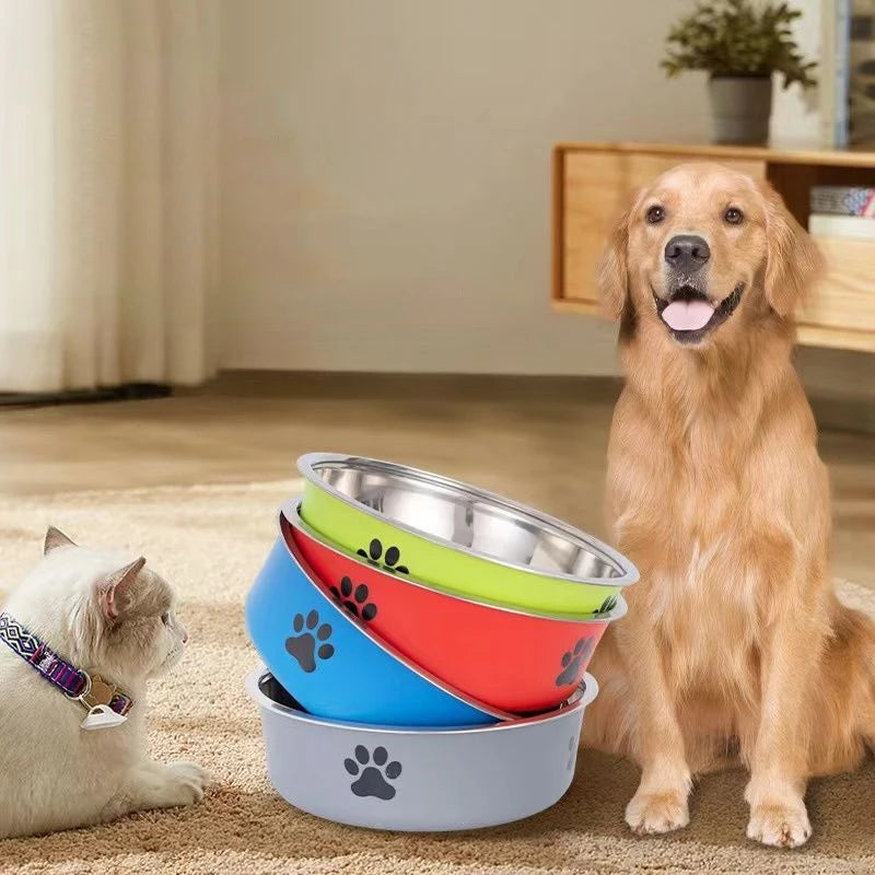 Stainless steel pet bowl by Kritter Krush with a shiny, durable design for feeding cats and dogs.