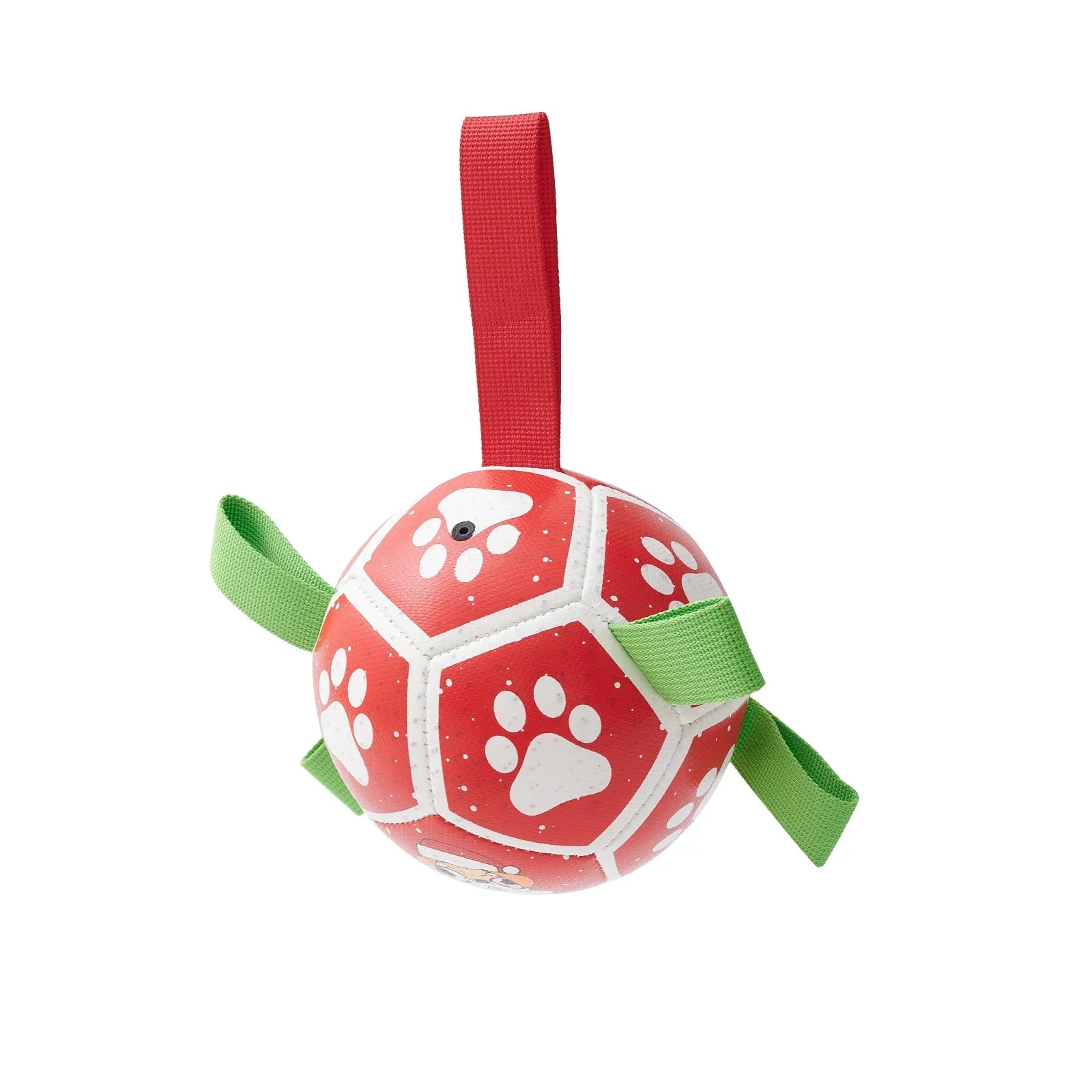Kritter Krush dog soccer ball with durable rubber exterior and classic black and white pattern for active pets.