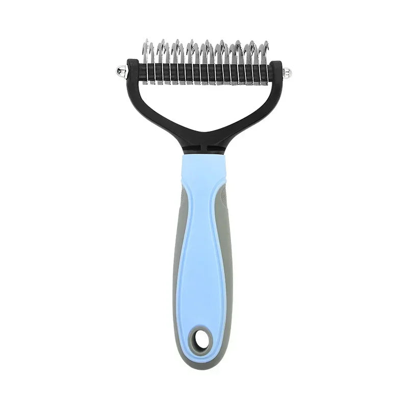 Kritter Krush cat grooming comb with stainless steel teeth for gentle detangling and deshedding of feline fur.