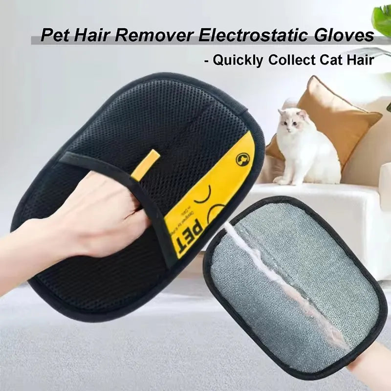 Kritter Krush pet grooming gloves with flexible finger design for gentle hair removal and shedding control.
