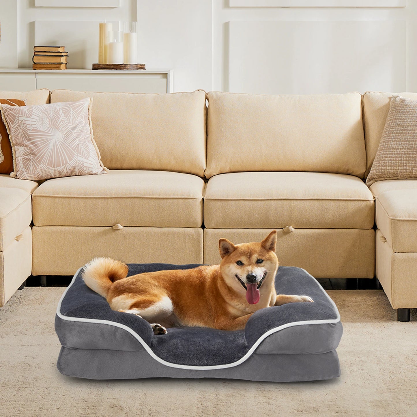Orthopedic pet bed by Kritter Krush with plush cushioning and supportive foam for comfortable sleep.