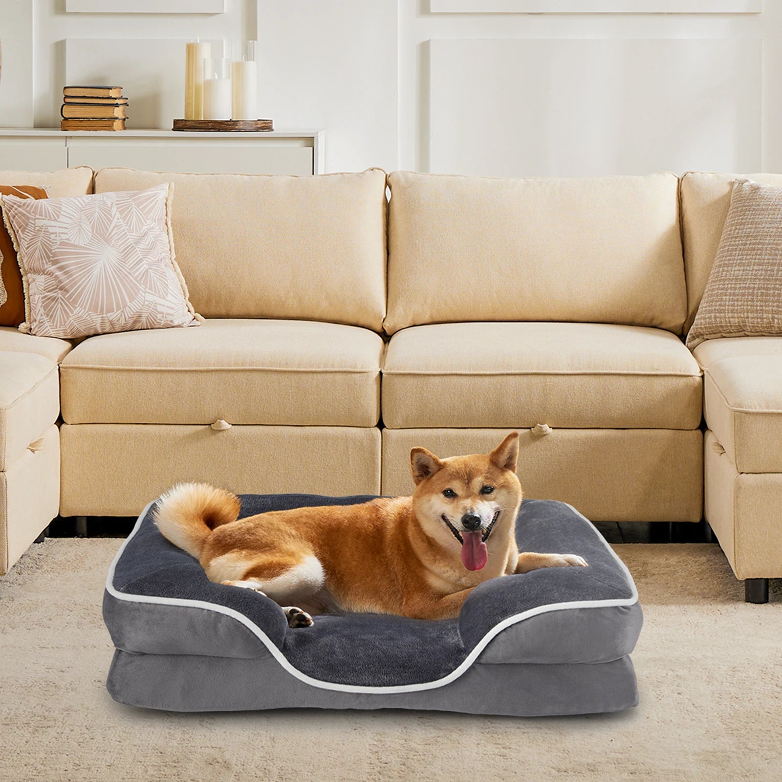 Orthopedic pet bed by Kritter Krush with plush cushioning and supportive foam for comfortable sleep.