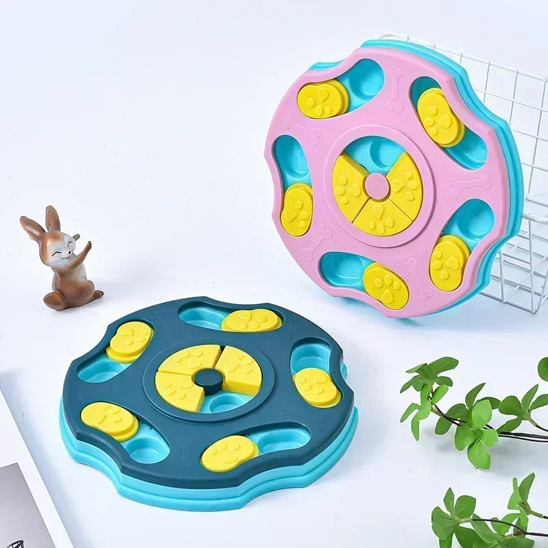 Kritter Krush interactive dog puzzle with multiple compartments and sliding pieces for engaging pet mental stimulation.