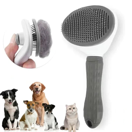 Kritter Krush self-cleaning pet hair remover brush with ergonomic handle for easy hair removal from furniture and clothing