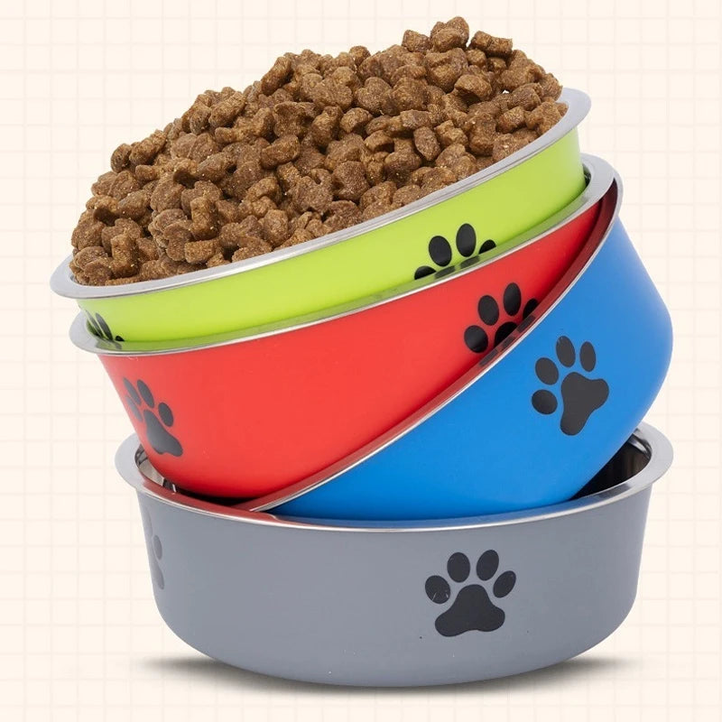 Stainless steel pet bowl by Kritter Krush with a shiny, durable design for food and water for dogs or cats.