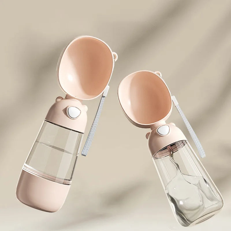 Kritter Krush portable pet water bottle with a built-in dispenser and leak-proof design for easy hydration on the go.
