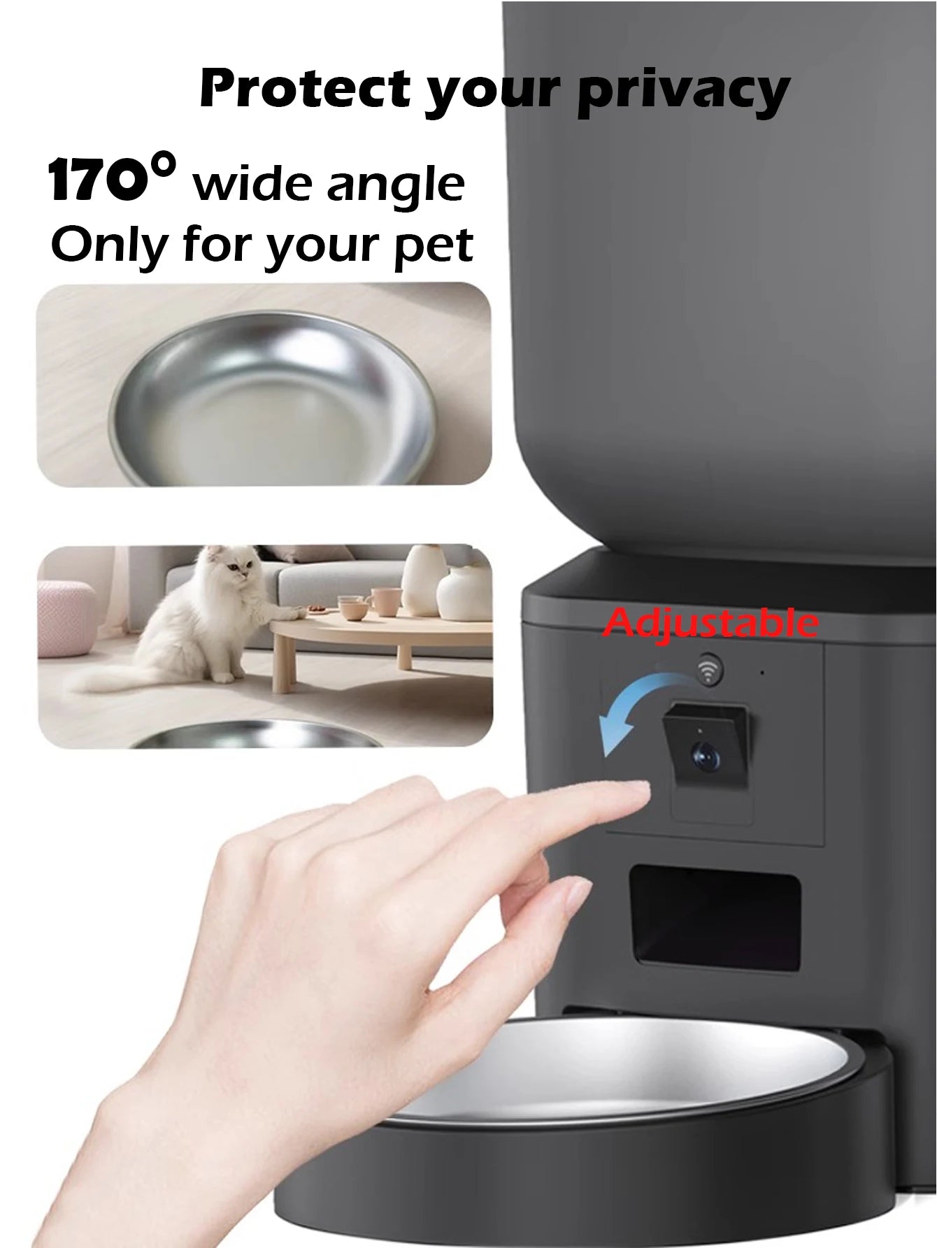 Kritter Krush Smart Cat Feeder showing digital control panel and food dispensing tray for automated pet feeding.