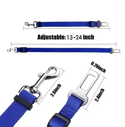 Kritter Krush pet seat belt attached to a car seat, adjustable strap for secure travel with dogs or cats in vehicles.