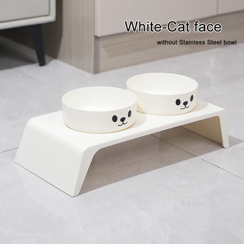 Kritter Krush elevated pet feeder with stainless steel bowls and wooden stand, providing a comfortable dining height for pets.